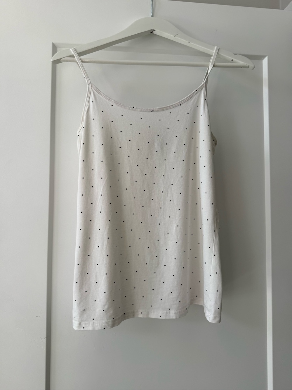 NEW White Polka Dot Spaghetti Strap Women's Tank Top Size L